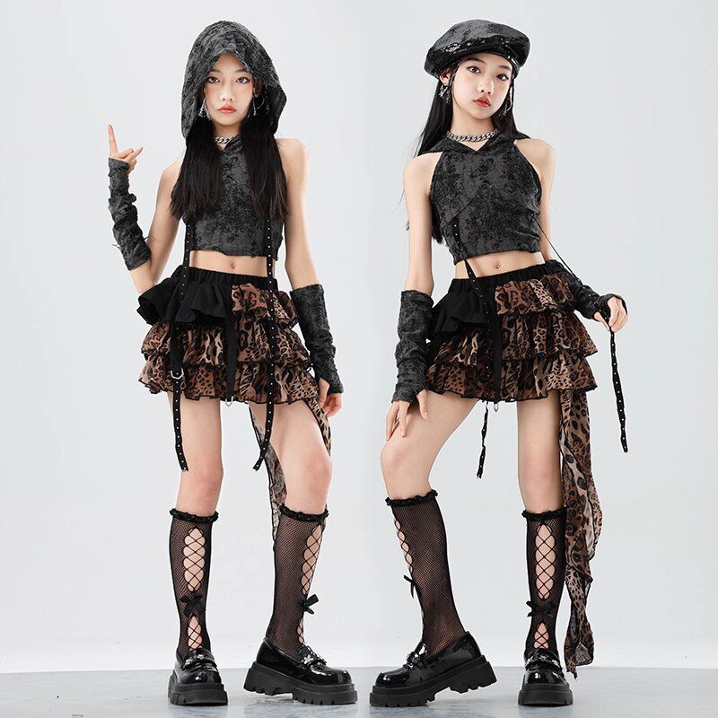 Street Fashion Outfit Girl - ชุดการแสดงแจ๊สสำหรับเด็กผู้หญิง ชุดแฟชั่นแจ๊สสำหรับการแสดงเด็ก ชุดการแสดงสตรีทแดนซ์ทันสมัย