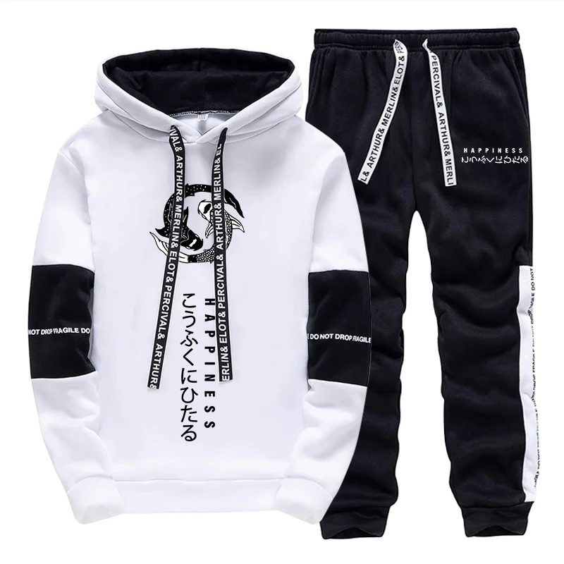 Street Fashion China - ชุดวอร์มแฟชั่นผู้ชายลายพิมพ์ เสื้อฮู้ดแขนยาวลำลองสำหรับกิจกรรมกลางแจ้ง เสื้อผ้ากีฬา วิ่งจ๊อกกิ้ง สตรีทแวร์ เสื้อฮู้ดเดี่ยวพร้อมกางเกง