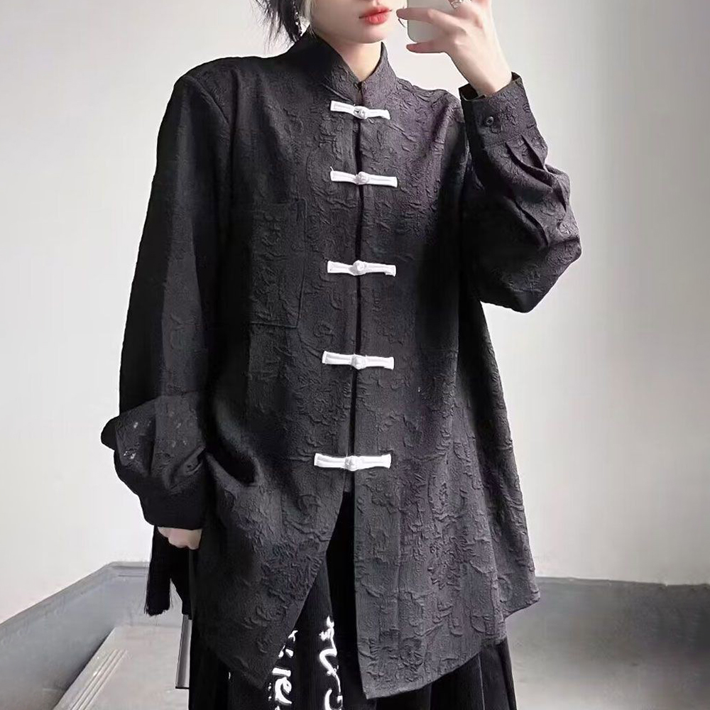 Street Fashion In Chinese - เสื้อเชิ้ตสีพื้นแบบยูนิเซ็กส์ใหม่สำหรับฤดูใบไม้ร่วงปี 2026 สไตล์จีนย้อนยุค แฟชั่นทันสมัย สตรีทแวร์ลำลอง ทรงหลวม