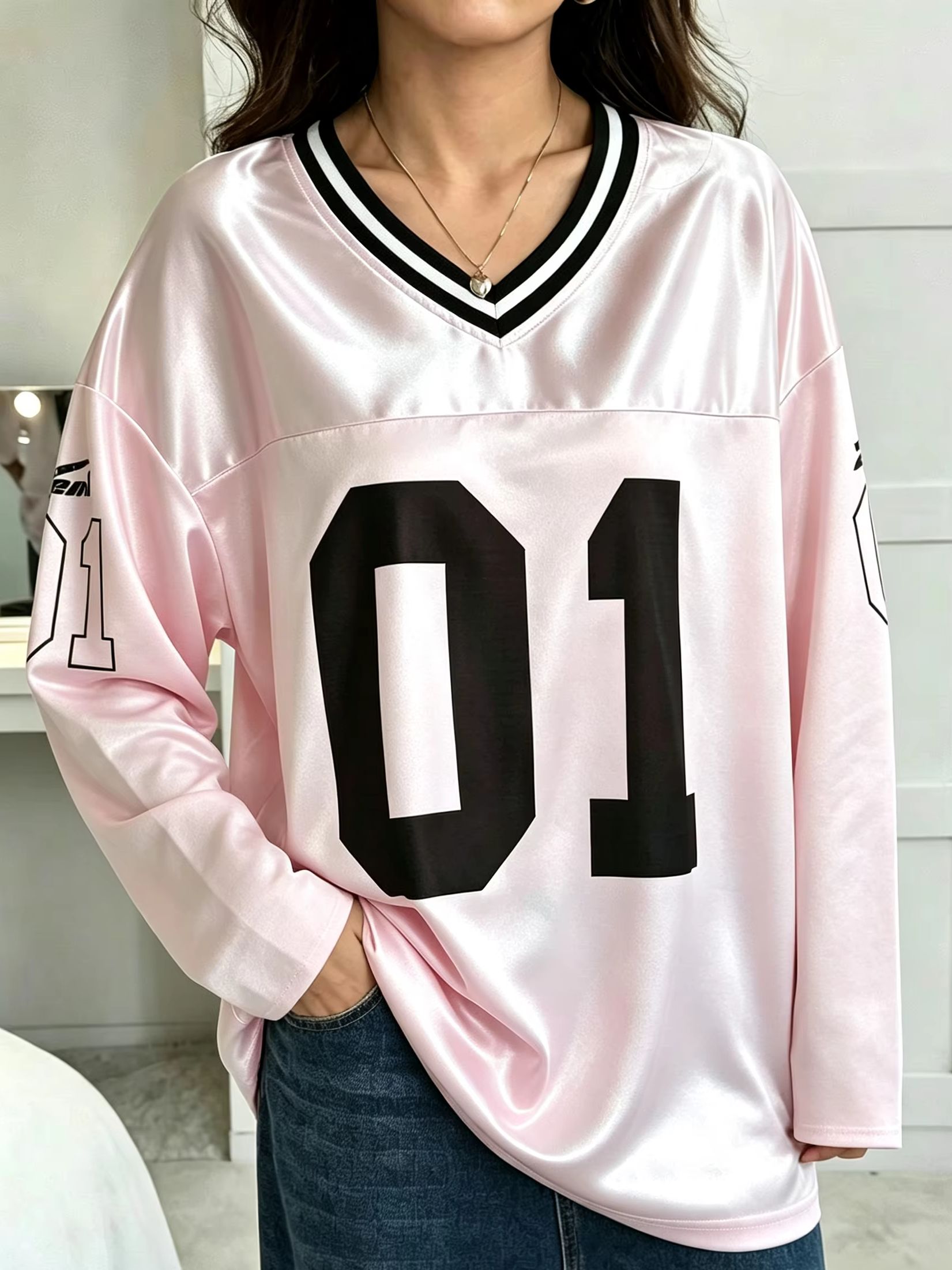 เสื้อยืดแขนยาวผู้ชายผู้หญิงสไต - Street Fashion Women บทวิจารณ์และราคา