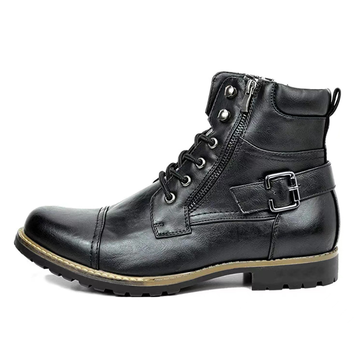 รองเท้าบูทหนังผู้ชายหลากสีแบบผ - Street Fashion Look บทวิจารณ์และราคา