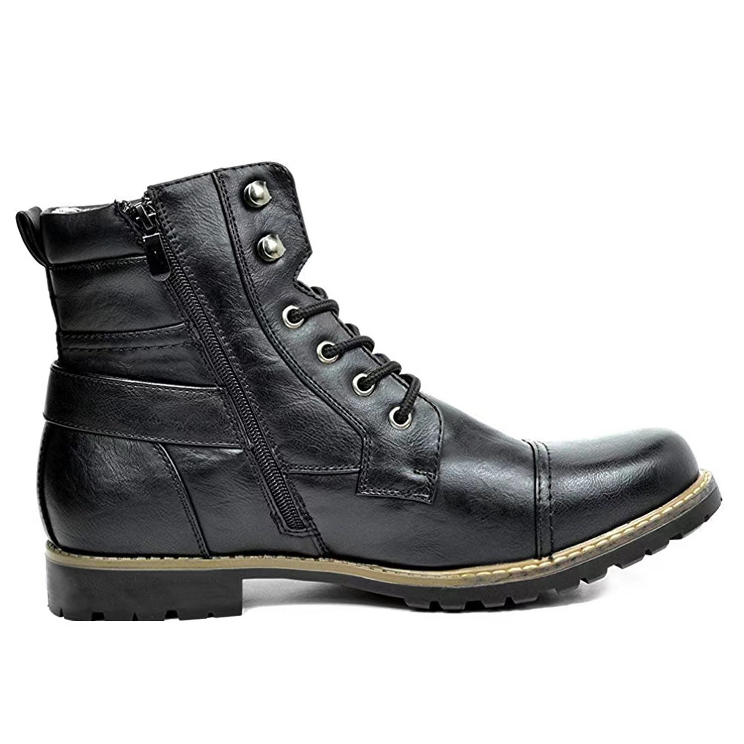 รองเท้าบูทหนังผู้ชายหลากสีแบบผ - Street Fashion Look บทวิจารณ์และราคา
