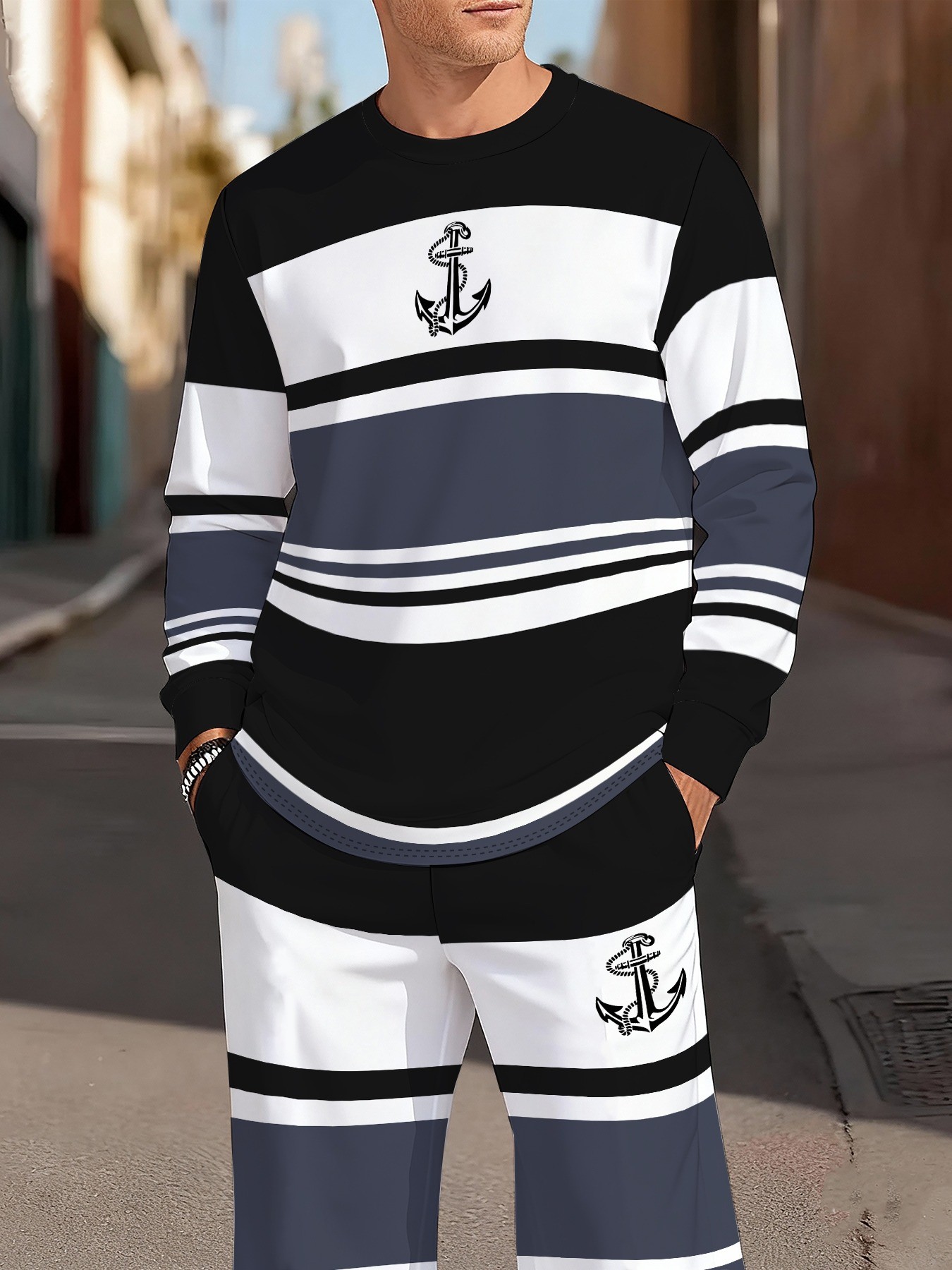 ชุดเสื้อสเวตเตอร์คอกลมพิมพ์ลาย - Street Fashion American บทวิจารณ์และราคา