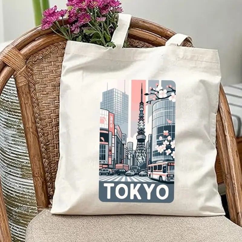 กระเป๋าผ้าแคนวาสลายทิวทัศน์เมื - Tote Bag Canvas Print บทวิจารณ์และราคา