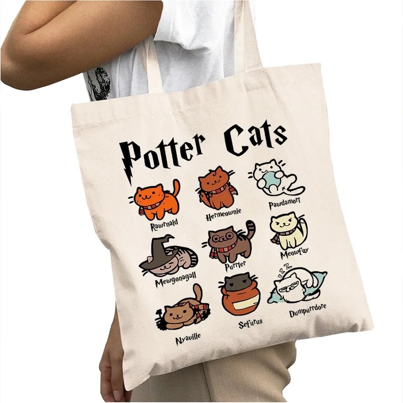 กระเป๋าช้อปปิ้งลายการ์ตูนแมวพอ - Tote Bag Canvas Print บทวิจารณ์และราคา
