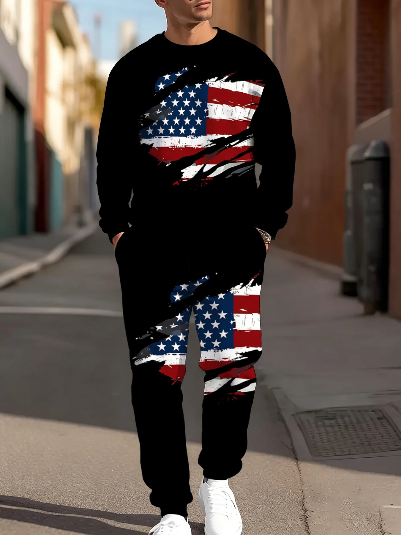 ชุดเสื้อสเวตเตอร์คอกลมพิมพ์ลาย - Street Fashion American บทวิจารณ์และราคา