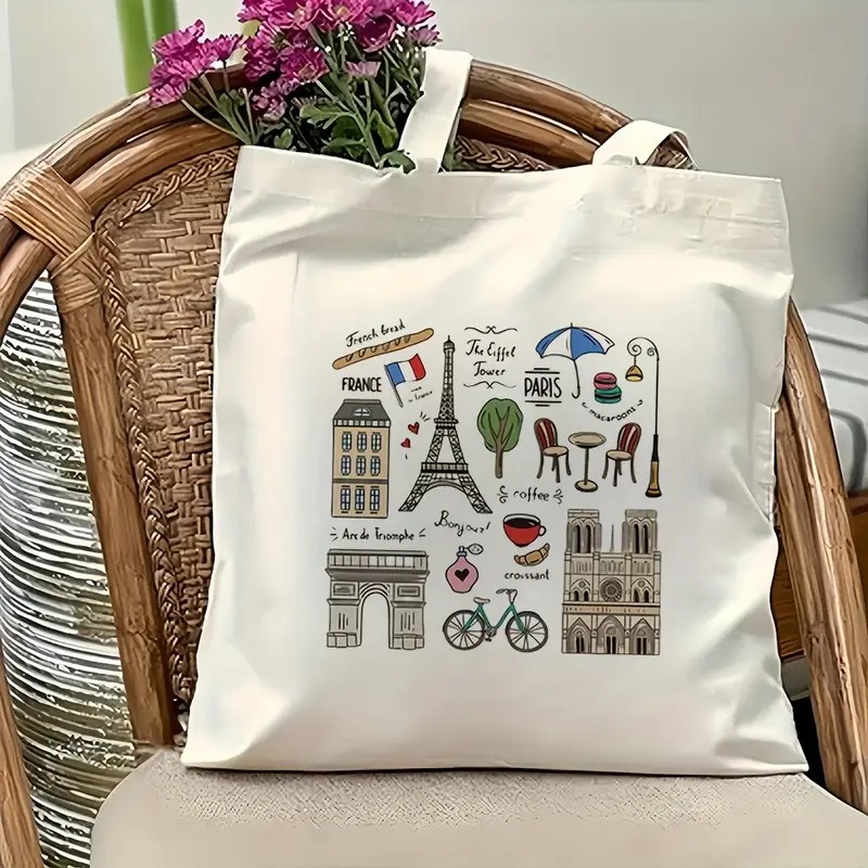 กระเป๋าเดินทางลายปารีสสำหรับผู - Tote Bag Canvas Print บทวิจารณ์และราคา
