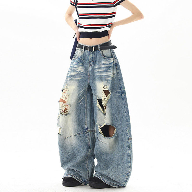 กางเกงยีนส์ขาดสไตล์อเมริกันสำห - Street Fashion American บทวิจารณ์และราคา