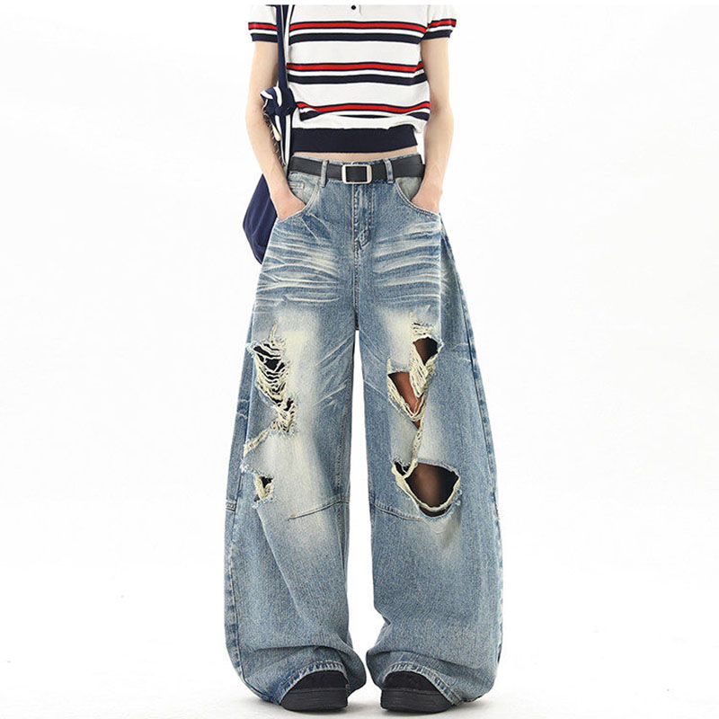 กางเกงยีนส์ขาดสไตล์อเมริกันสำห - Street Fashion American บทวิจารณ์และราคา