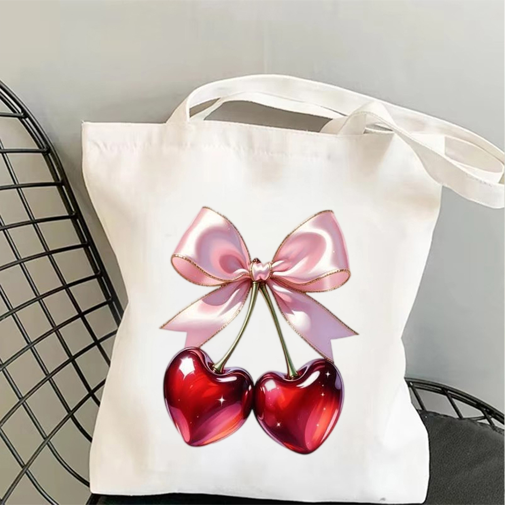กระเป๋าผ้าแคนวาสลายเชอร์รี่โบว - Tote Bag Canvas Print บทวิจารณ์และราคา