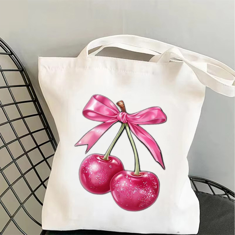 กระเป๋าผ้าแคนวาสลายเชอร์รี่โบว - Tote Bag Canvas Print บทวิจารณ์และราคา