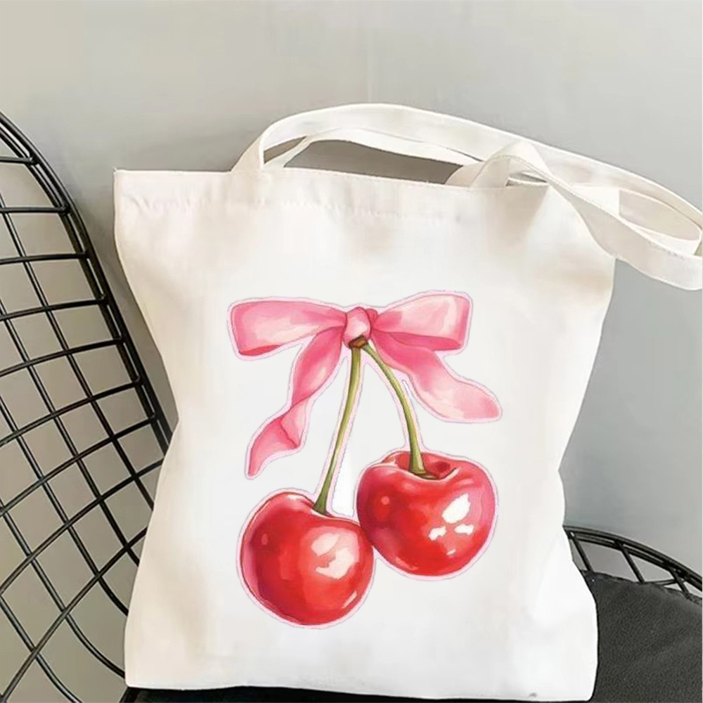 กระเป๋าผ้าแคนวาสลายเชอร์รี่โบว - Tote Bag Canvas Print บทวิจารณ์และราคา