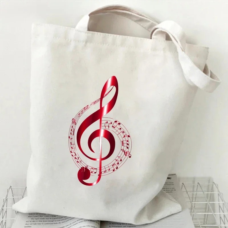 โน้ตดนตรี ลายหัวใจ กระเป๋าผ้าแ - Tote Bag Canvas Print บทวิจารณ์และราคา